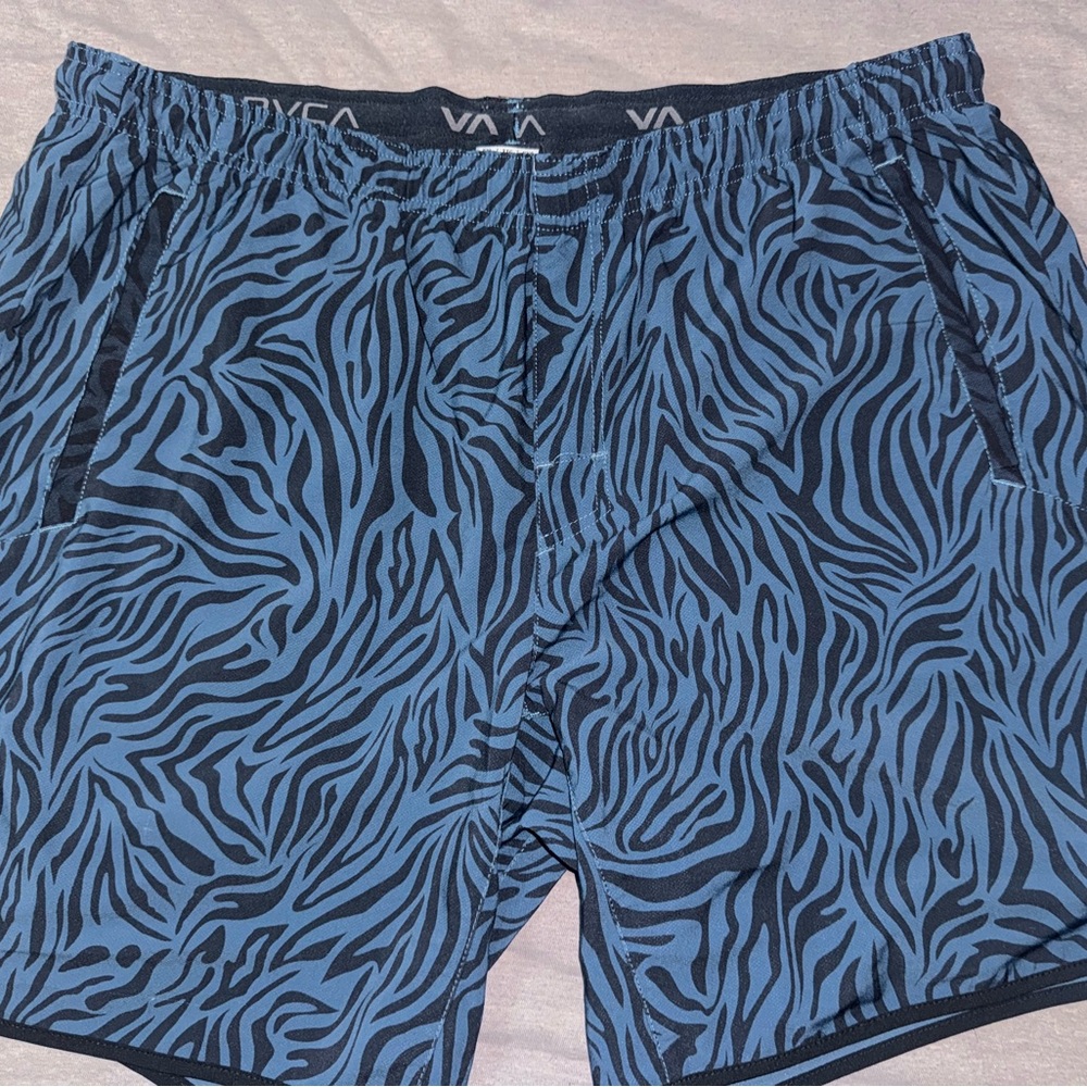 RVCA Teal and Black Patterned Shorts